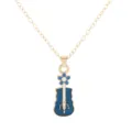 Gold tone blue white enamel violin musical instrument necklace pendant fashion accessory - Blue Violin Style (A3361-4)