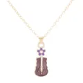 Gold alloy music instrument necklace with purple enamel violin pendant for women friends gift - Purple Violin Style (A3361-5)