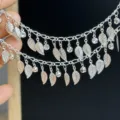 Λεπτομερής όψη αλυσίδας φύλλου στρας DIY, χάλκινα vintage αξεσουάρ μαλλιών Hanfu - Συσκευασία 1 Μέτρου / Ασημί
