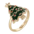 Weihnachtsbaum verstellbarer Ring für Kinder und Damen, vergoldete Legierung mit roten Details. - Weihnachtsbaum