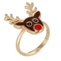 Süßer Weihnachts-Rentier-Offenring für Kinder, goldene Legierung mit bunten Emaillestrich. - Elch-Stil