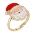 Weihnachtsmann Emaille offener Ring süßer Feiertag verstellbarer goldfarbener Schmuck für Kinder - Weihnachtsmann Stil