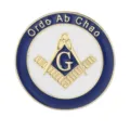 Freimaurer Anstecknadel blau weiss Emaillierung gold Zirkel Winkel Ordo Ab Chao Brosche - Blau-Weißer Emaille-Stil (C3192-3)