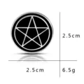 Jolie broche pentagramme émaillée noire punk, bijoux sorcière gothique, taille 2.5cm. - Pentagramme Rond (C1486-1) / Pièce unique