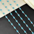 4mm blue rhinestone cup chain detail for DIY ita bag decoration, sparkling crystal trim and crafting. - Blue and Silver