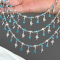 DIY polystorei alysida ble strass agapi kardia kremasto kolie kosmimata mesis - Ασημί