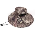 Camouflage wide brim sun hat for outdoor hiking fishing, breathable design with windproof strap. - One Size / Camouflage 2