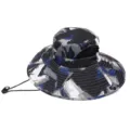 Outdoor sun protection bucket hat with wide brim, breathable mesh and adjustable chin strap. - One Size / Blue