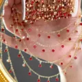 DIY gold rhinestone chain with red crystal drops for handmade jewelry, bracelets, and necklaces. - KC Gold / Red