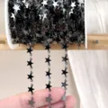 Μαύρη αλυσίδα σε ρολό με αστέρια για DIY κατασκευές κοσμημάτων και διακόσμηση. - Αλυσίδα αστεριού