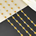 DIY 4mm rhinestone cup chain yellow crystal trim for handmade bags and clothing decor. - Yellow Silver