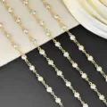 Close-up of 4mm gold rhinestone chain, perfect for DIY ita bags, headscarves, and jewelry. - White KC Gold