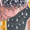 DIY Kristall Tropfen Strass Kette fuer Hanfu Taillenkette Halskette Armband Modeschmuck - Gunmetal
