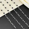 4mm black rhinestone cup chain for DIY crafts, bag straps, and clothing decoration details. - Black Silver