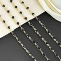 4mm black rhinestone gold chain detail for DIY ita bag straps, hair accessories and crafts. - Black (KC Gold Stem)