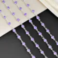 4mm purple rhinestone cup chain DIY decorative metallic crystal trim for bags clothing crafts - Purple Silver