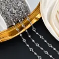 DIY διαφανής αλυσίδα στρασ από γυαλί μεταλλική διακόσμηση για ρούχα νυφικά και χειροτεχνία. - Λευκό χρυσό K