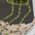 DIY 6mm green bezel glass rhinestone chain, full copper color retention brass jewelry craft making - Grass Green