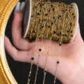 DIY gold chain roll with black stones for handmade hair accessories, tassels, and bridal veils. - One Meter Roll / KC Gold Black