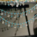 Λεπτομέλεια ασημένιας αλυσίδας DIY για μαλλιά με μπλε στρας και κρεμαστά κοχύλια. - Συσκευασία 1 Μέτρου / Μπλε Λίμνης Κέλυφος Ασημί