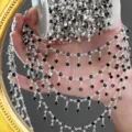 DIY Ασημένια Μαύρη Αλυσίδα Strass για Ρούχα Κούκλας Lolita και Αξεσουάρ Κοσμημάτων - Ασημί