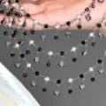 Μεταλλική αλυσίδα DIY με μαύρα 3D μενταγιόν καρδιάς και στρασάκια για χειροτεχνίες. - Μαύρο μετάλλου