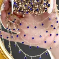 DIY gold-plated rhinestone chain detail, sparkly blue crystal drop charms for handmade jewelry making. - KC Gold / Sapphire Blue