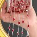 DIY κόκkινo μαρκίζ πολύτιμος λίθος αλυσίδα για κοσμήματα και νυφικά αξεσουάρ μαλλιών. - Κόκκινο Ασημί