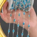 DIY μπλε μαρκιζ πολύτιμος λίθος ασημένια αλυσίδα διακόσμηση για αξεσουάρ μαλλιών - Μπλε Λίμνης Ασήμι
