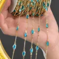 DIY gold marquise blue crystal chain jewelry making findings and craft accessories detail. - Lake Blue (KC Gold Plated)