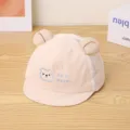 Cute kids mesh baseball hat with cute bear ears embroidery, breathable pink cap for outdoor. - Head Circumference (48cm) / Khaki