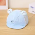 Cute baby baseball cap with cute bear ears and breathable mesh, light blue for outdoor kids. - Head Circumference (48cm) / Blue