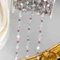 Détail chaîne strass, accessoire en métal argenté pour sacs DIY et décoration vêtements. - Argent / Rose