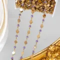 Chaîne en métal doré DIY avec plaques en losange et strass violet pour vos loisirs. - Base Or KC / Violet