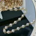 6mm DIY Glass Rhinestone Cup Chain Copper Gold Color Retaining Hanfu Hair Accessories - White Transparent