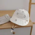 Children's cute bear embroidery mesh breathable sun hat fisherman hat detail view - M / White