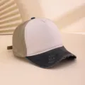 Vintage washed colorblock baseball cap with distressed brim and breathable cotton fabric. - M (56-58cm) / Black + Army Green