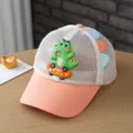 Detail kinder mesh honkbalpet, schattig 3D dinosaurus ontwerp, ademende zomerkleding. - Eén maat / Wit