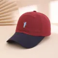 Quick-drying color-block baseball cap detail, featuring cute bear embroidery and curved brim. - M (56-58cm) / Navy Blue Brim