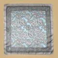 Blaues Paisleymuster Seidenquadrattuch, modisches Halstuch für Damen, elegante Variante - #38 Blaues Paisley-Muster mit grauem Rand