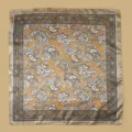 Goldfarbenes Paisleymuster Quadratisches Tuch Seidengefühl Halstuch Vintage Haarband Damen - #39 Erdgelbes Paisley mit Khaki-Rand