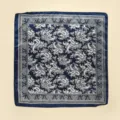 Foulard carré en soie à imprimé cachemire bleu, accessorio élégant pour les femmes. - #41 Paisley bleu marine avec bordure bleue