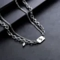 Men women double layer titanium steel zodiac necklace fashion luxury jewelry accessory - Capricorn (L527)