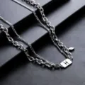 Double layer titanium steel zodiac necklace for men and women, stylish summer silver chain jewelry. - Pisces (L527)