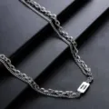 Stylish double layer titanium steel necklace for women men, minimalist silver metal chain. - Aquarius (L527)
