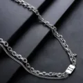 Double layer titanium steel necklace with Roman numeral pendant, stylish and chic jewelry. - Gemini (L527)
