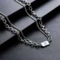 Double layer titanium steel zodiac necklace for men and women stylish silver chain jewelry - Leo (L527)