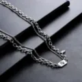 Double layer titanium steel zodiac necklace silver pendant fashion accessory variant - Virgo (L527)