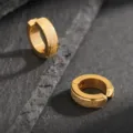 Gold frosted non-pierced hoop earrings for men and women, stylish metal clip-on jewelry. - Ear Clip Style (X013-H) / Matte Golden