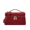 Red litchi grain leather shoulder handbag luxury vanity cosmetic bag top handle - Red